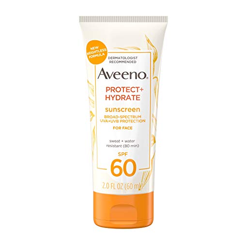 Aveeno Protect Hydrate Moisturizing Face Sunscreen Lotion With Broad Spectrum Spf 60 Prebiotic Oat Weightless Refreshing Feel Paraben free Oil free Oxybenzone free 20 ounces 0 belly baby and beyond