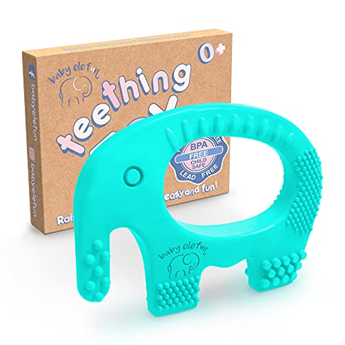 BABY ELEFUN Teething Toy Ring Effective Easy to Hold BPA Free Silicone Elephant Teethers with Gift Package Teether Rings Toys Best for Babies 0 6 6 12 Months Infant Boys Girls Baby Shower 0 belly baby and beyond