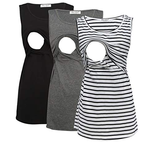 Bearsland Womens Sleeveless Maternity Nursing Tank Tops Breastfeeding Shirts 0 belly baby and beyond