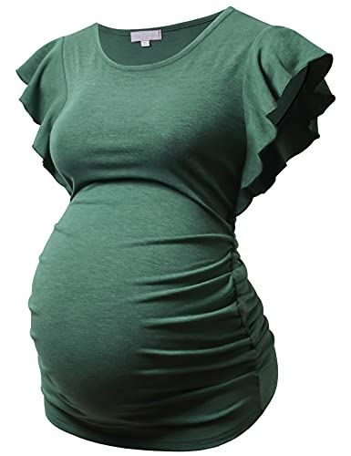Bhome Maternity Tops Flying Shorts Sleeve Tshirt Side Ruched Pregnant Blouse Casual Pregnancy Tunic 0 belly baby and beyond