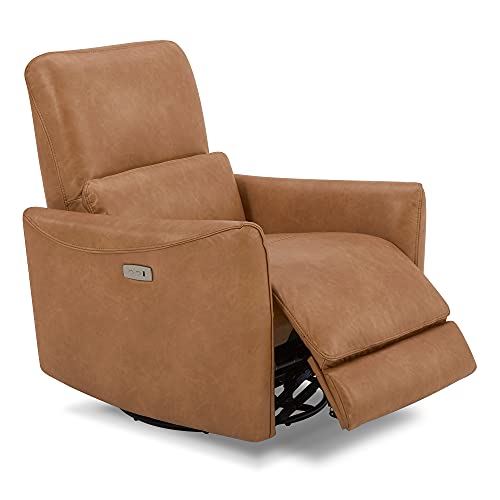 CHITA Power Recliner Swivel Glider Upholstered Faux Leather Living Room Reclining Sofa Chair with Lumbar Support Cognac Brown 0 belly baby and beyond