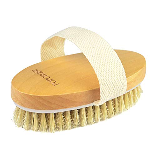Dry Brushing Body Brush POPCHOSE Natural Bristle Dry Skin Exfoliating Brush Body Scrub for Flawless Skin Cellulite Treatment Lymphatic Drainage and Blood Circulation Improvement Medium Strength 0 belly baby and beyond