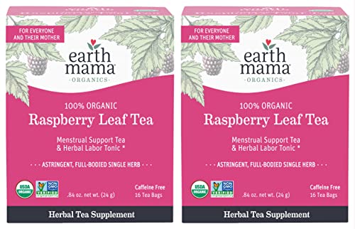 Earth Mama Organic Raspberry Leaf Tea Bags Labor Tonic Menstrual Support Herbal Tea Red Raspberry Leaf Tea for Pregnancy Postpartum Care Recovery Caffeine Free Tea Non GMO 16 Teabags 2 Pk 0 belly baby and beyond