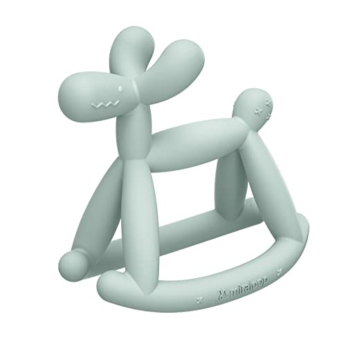 Miraloop Teething Toy for Baby 0 6 12 18 Months Infant Jellydog Never Drop Food Grade Silicone Rocking Teether Prevent Choking Odorless Less Dust and Hair Adhesion Baby Gift Mint Green 0 belly baby and beyond