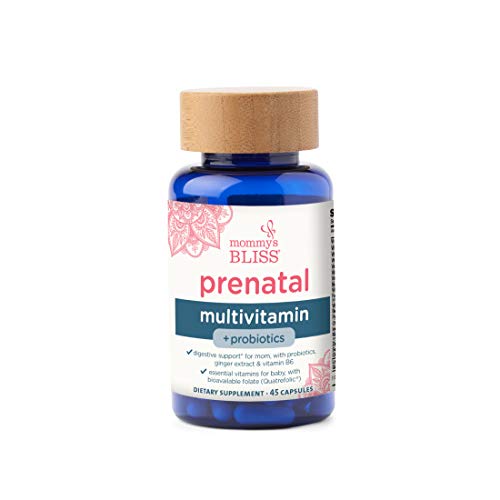 Mommys Bliss Prenatal Multivitamin Probiotic for Women w Folic Acid Supports Baby Development Moms Digestion w Zinc Vitamin B6 B12 Ginger Choline Vegan Gluten Free 45 Servings 0 belly baby and beyond