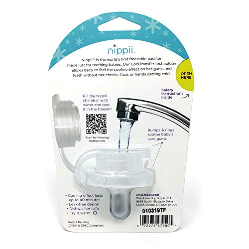 Nippii Baby Freezable Teether Pacifier Fill with Water Freezable Pacifier Provides Cold Soothing Gum Teething Relief for Teething Babies 0 belly baby and beyond