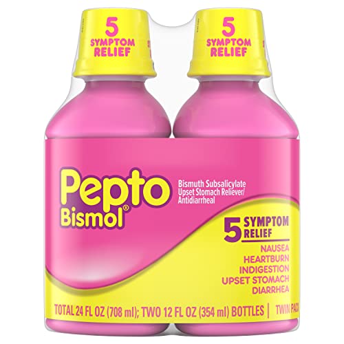 Pepto Bismol Liquid for Nausea Heartburn Indigestion Upset Stomach and Diarrhea Fast Relief for 5 Symptoms Original Flavor 2x12 oz 0 belly baby and beyond