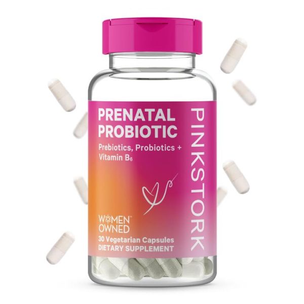 Pink Stork Prenatal Probiotics for Women Vitamin Supplement to Help Support Occasional Pregnancy Morning Sickness Digestion and Gut Health 30 Capsules 1 Month Supply 0 belly baby and beyond