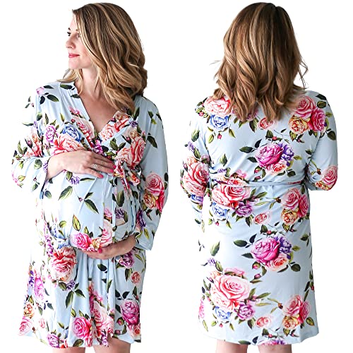 Posh Peanut Robe for Maternity Nursing Hospital Labor Delivery Gown Soft Bamboo Womens Robes for New Pregnancy Mom 0 belly baby and beyond