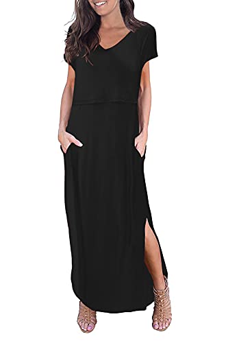 Smallshow Womens Maternity Nursing Dresses Split Long Dress for Breastfeeding 0 belly baby and beyond