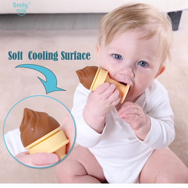 Smily Mia Freezer Teether for Babies 12 18MonthsFreezable Ice Cream Toy for 6 12Months BabiesCold Water Soother for 3 6Months for Teething Pian ReliefCream White 0 0 belly baby and beyond