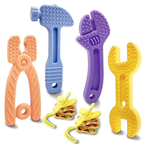 Teething Toys for Babies 0 6 Months 6 12 Months Baby Teething Toys Silicone Baby Teether Toys Baby Chew Toys Molar Teether Hammer Wrench Spanner Pliers Shape Teething Toys for Boys Girls 0 belly baby and beyond