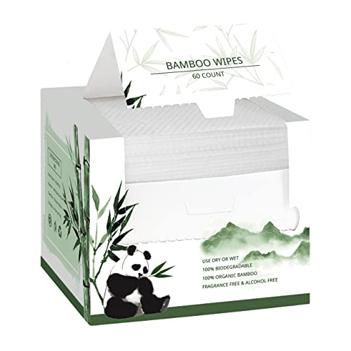 WOWOTEX Bamboo Disposable Face Towel Biodegradable Large Dry Face Wipes 60 Count1 Box Extra Thick Soft Clean Facial Towels for Sensitive Skin Makeup Removing Facial Cleansing Nursing Travel 0 belly baby and beyond
