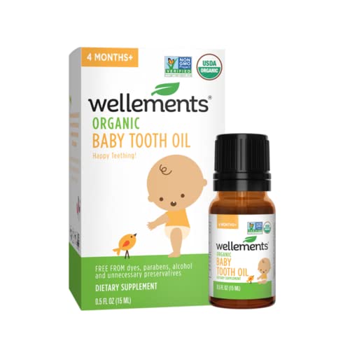 Wellements Organic Baby Tooth Oil Gently Soothes Tiny Gums Natural Teething Relief for Babies Blend of Clove Oil Spearmint Leaf Olive Oil No Benzocaine or Belladonna 05 Fl Oz 4 Months 0 belly baby and beyond