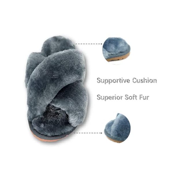 Womens Fuzzy Cross Band House Slippers Soft Plush Furry Fur Open Toe Cozy Memory Foam Winter Warm Comfy Slip On Breathable Sandals Indoor Outdoor Slippers for Women and Girls 0 1 belly baby and beyond