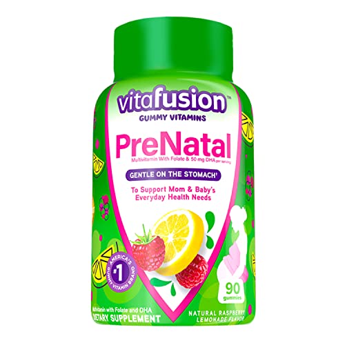 vitafusion PreNatal Gummy Vitamins Raspberry Lemonade Flavored Pregnancy Vitamins for Women With Folate and DHA Americas Number 1 Gummy Vitamin Brand 45 Day Supply 90 Count 0 belly baby and beyond