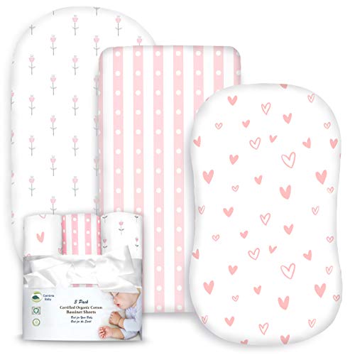 100 Organic Cotton Fitted Bassinet Sheets Fits Halo Snoo Uppababy Ingenuity Graco Baby Trend and All Other Standard Size Bassinets 3 Pk 0 belly baby and beyond