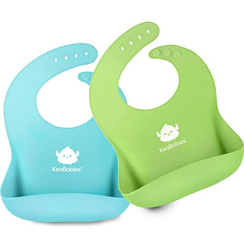 2 Pack Baby Silicone Bibs Waterproof Easy Wipe Silicone Bib for Babies Toddlers Baby Feeding Bibs 0 belly baby and beyond