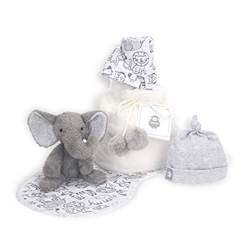 5 Piece GrayWhite Luxury Soft Baby Gift Bag for InfantNewborn 0 belly baby and beyond