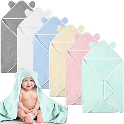 6 Pieces Baby Bath Towels 30 x 30 Inch Hooded Baby Towel Hooded Bath Blanket Absorbent Coral Fleece Hooded Baby Bath Shower Towel Gifts for Toddler Infant Newborn Shower Gift Supplies Multicolor 0 belly baby and beyond