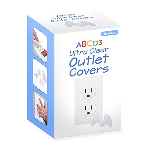 ABC123 Outlet Plug Covers 36 Pack Clear Child Proof Electrical Outlets Protector Wall Socket Protector for Kids 0 belly baby and beyond