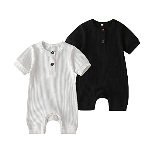 Baby Boy Girl 2 Pack Solid Romper ShortLong Sleeve One Piece Jumpsuits Clothes Sets 0 belly baby and beyond
