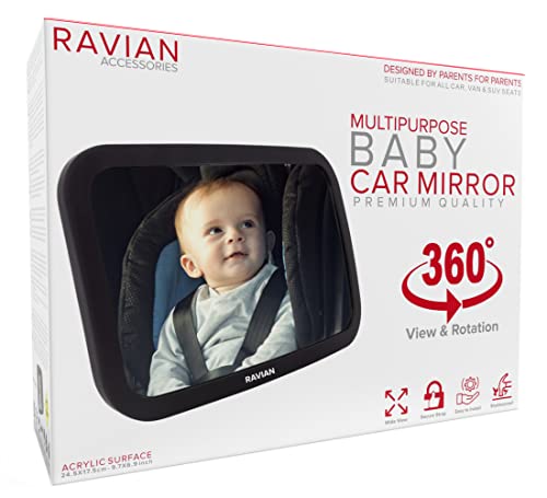 Baby Car Mirror Rear Facing Baby Essentials 100 Shatterproof Safest Clear View 360 Adjustable to All Seats and Ages Crash Tested Fully Assembled 0 belly baby and beyond