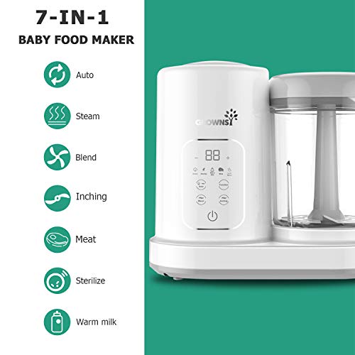 Baby Food Maker Baby food Processor Puree Blender Multi Function Steamer Grinder Blender Baby Food Warmer Mills Machine Constant Temperature 24h Auto Cooking Grinding 8 Reusable Food Pouches 0 belly baby and beyond
