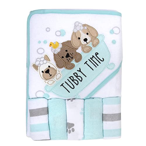 Baby Hooded Towel and Washcloth Set for Infants Boys and Girls 6 12 Months Pristine Pups 0 belly baby and beyond