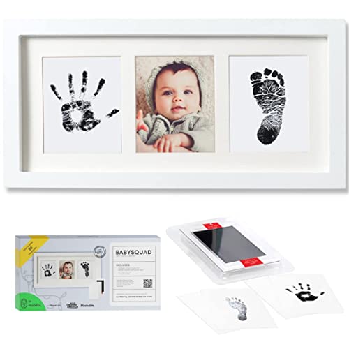 Baby Prints Newborn Handprint and Footprint Picture Frame Keepsake Kit 135 x 7 INCHES Large Size Mess Free Ink Pad Included Gift for New Parents for Babyshower Photo Keepsake 0 belly baby and beyond