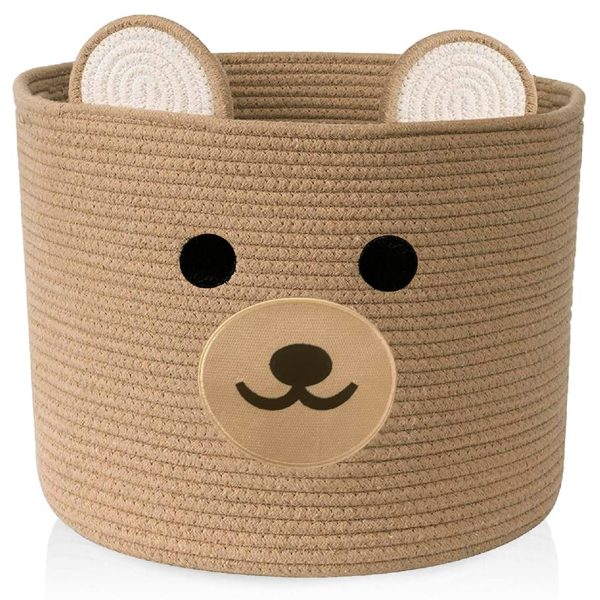 Baby laundry basket Toy storage bear basket for kids Nursery baby hamper with handles 15W X 13H Light Brown 0 belly baby and beyond