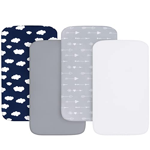 Bassinet Sheets for Boys and Girls 33 x 20 4 Pack Compatible with Mika Micky Baby Delight Dream On Me AMKE and Other Rectangle Bassinet Mattress Ultra Soft Skin Friendly Washer Dryer 0 belly baby and beyond