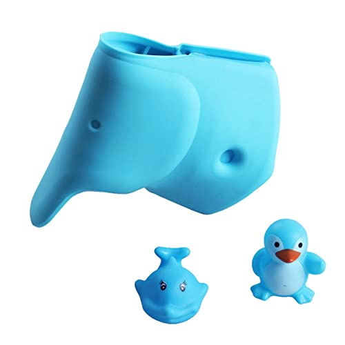 Bath Spout Cover Faucet Cover Baby Tub Spout Cover Bathtub Faucet Cover for Kids Tub Faucet Protector for Baby Silicone Spout Cover Blue Elephant Kids Bathroom Accessories Free Bathtub Toys 0 belly baby and beyond