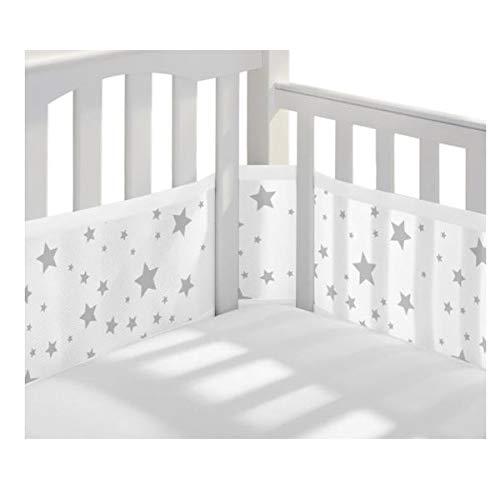 BreathableBaby Breathable Mesh Crib Liner Classic Collection Starlight Fits Full Size Four Sided Slatted and Solid Back Cribs Anti Bumper 0 belly baby and beyond