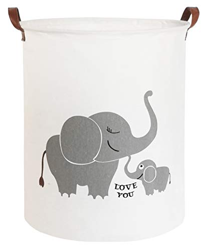 CLOCOR Collapsible Round Storage BinLarge Storage BasketClothes Laundry HamperToy Storage Bin Love Elephant 0 belly baby and beyond