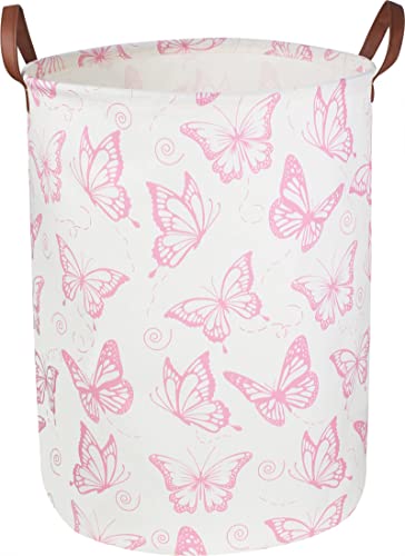 CLOCOR Pink Laundry BasketWaterproof Nursery Hamper for Baby GirlCollapsible Storage Baskets for Girls BedroomKids Toys Storage BinRoom DecorGift BasketPink Butterfly 0 belly baby and beyond