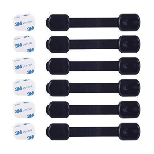CUTESAFETY Child Proof Safety Locks Baby Proofing Cabinet Lock with 6 Extra 3M Adhesives Adjustable Strap Latches to CabinetsDrawersCupboardOvenFridgeCloset SeatDoorWindow Black 6 0 belly baby and beyond