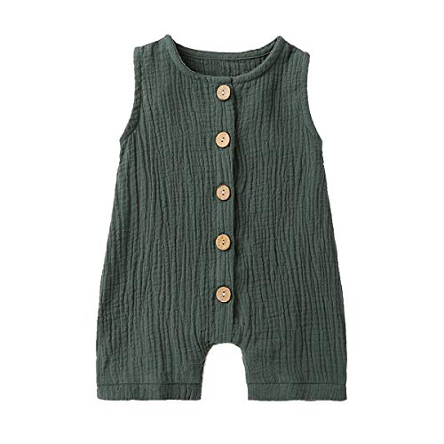 Cecobora Infant Newborn Baby Boys Girls Cotton Linen Romper Summer Jumpsuit Sleeveless Overalls Clothing Set 0 belly baby and beyond
