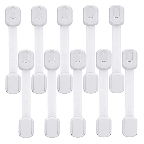 Child Safety Cabinet Locks 10 Pack Baby Proofing Latches to Drawer Door Fridge Oven Toilet Seat Kitchen Cupboard Appliance Trash Can with 3M Adhesive Adjustable Strap No Drill No Tool 0 belly baby and beyond