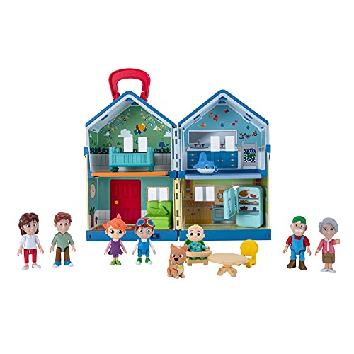 CoComelon Deluxe Family House Playset with Music and Sounds Includes JJ Family Friends Shark Potty Crib Sofa Chair High Chair Dining Room Table Fridge Activity Sheet Amazon Exclusive 0 belly baby and beyond