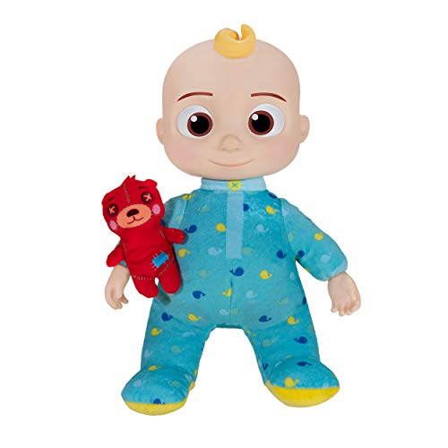 CoComelon Official Musical Bedtime JJ Doll Soft Plush Body Press Tummy and JJ sings clips from Yes Yes Bedtime Song Includes Feature Plush and Small Pillow Plush Teddy Bear Toys for Babies 0 belly baby and beyond