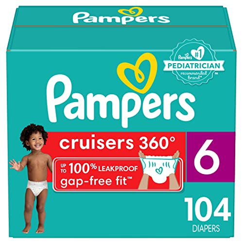 Diapers Size 6 104 Count Pampers Pull On Cruisers 360 Fit Disposable Baby Diapers with Stretchy Waistband Packaging Prints May Vary 0 belly baby and beyond