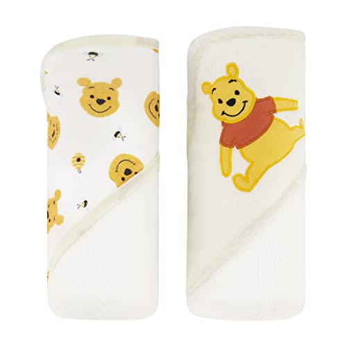Disney Cudlie Baby Winnie The Pooh 2 Pack RolledCarded Hooded Towels in Sweet Life Print 1 Count 0 belly baby and beyond