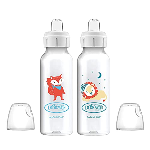 Dr Browns Milestones Narrow Sippy Bottle 100 Silicone Soft Sippy Spout 8oz250mL Fox Lion 6m 0 belly baby and beyond