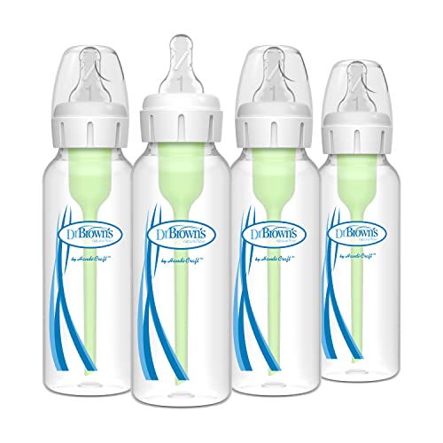 Dr Browns Natural Flow Anti Colic Options Narrow Baby Bottles 8 oz250 mL with Level 1 Slow Flow Nipple 4 Pack 0m 0 belly baby and beyond