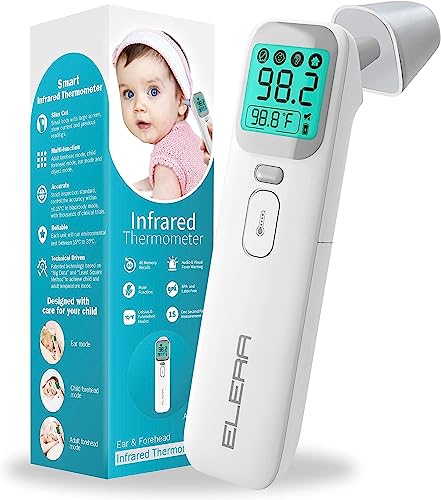 Elera Ear Thermometer for Kids Baby Thermometer with Forehead and Ear Mode for Adults Infant Kids and Toddler Touchless and 1 Second Reading with Fever Alarm and Mute Function LCD 0 belly baby and beyond