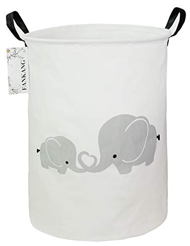 FANKANG Storage Basket Nursery Hamper Canvas Laundry Basket Foldable with Waterproof PE Coating Large Storage Baskets for Kids Boys and Girls Office Bedroom ClothesToysLove Elephant 0 belly baby and beyond