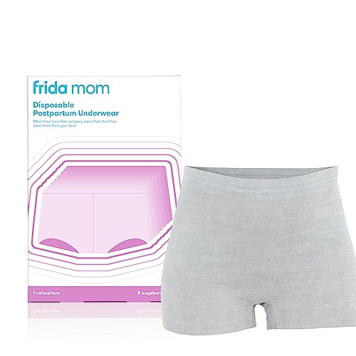 Frida Mom Disposable Boyshort Cut Postpartum Underwear by Frida Mom Super Soft Stretchy Breathable Wicking Latex Free Size Regular 8 Count 0 belly baby and beyond