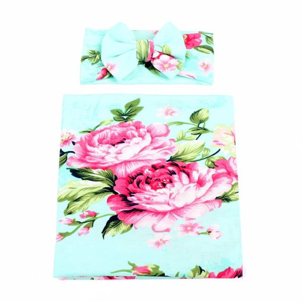 Galabloomer Receiving Blanket Headband Set Flower Print Baby Swaddle Receiving Blankets 0 0 belly baby and beyond