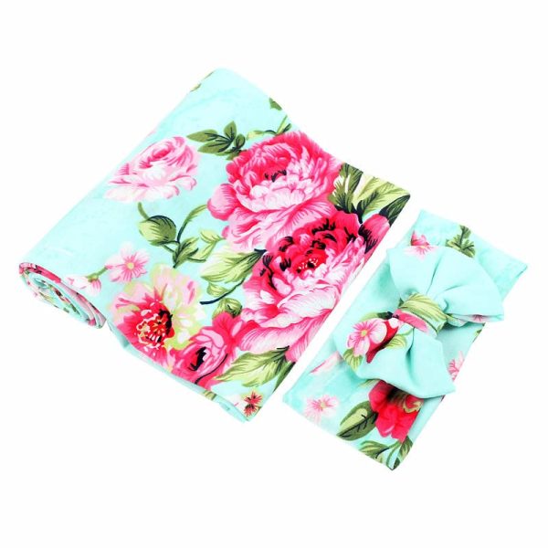 Galabloomer Receiving Blanket Headband Set Flower Print Baby Swaddle Receiving Blankets 0 2 belly baby and beyond